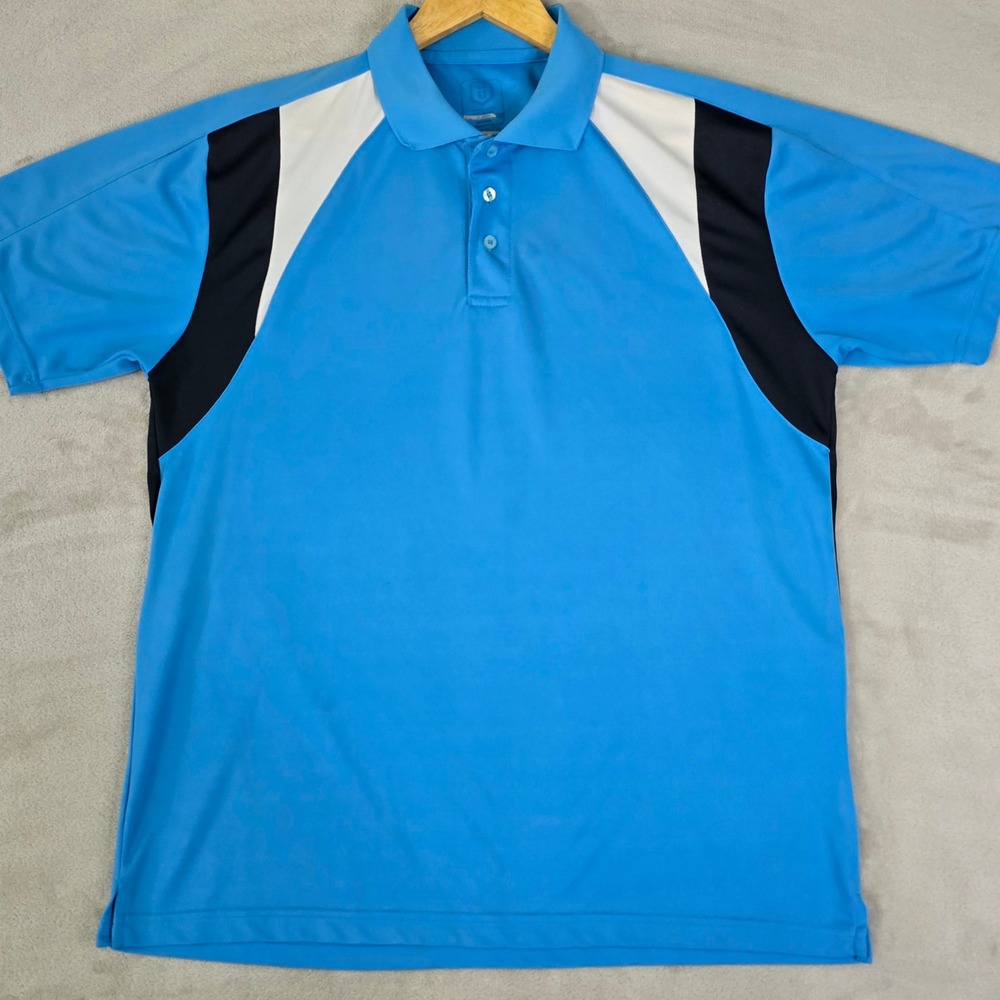 Performance Mens XL Blue Colorblock Short Sleeve Golf Polo Shirt‎ Activewear